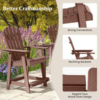 Tangkula Outdoor Bar Stool, HDPE Tall Adirondack Chair with Armrest & Footrest, Weather Resistant 47 Inch Counter Height Barstool Lifeguard Chair for Pool Deck Patio Garden, Balcony Chairs (2, Coffee)