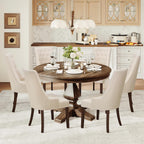 COLAMY Wingback Upholstered Dining Chairs Set of 2, Fabric Side Dining Room Chairs with Tufted Button, Living Room Chairs for Home Kitchen Resturant- Beige