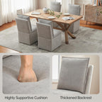 VKNOW Upholstered Dining Chairs, Modern Rolling Chairs with Storage and Wheels, Linen Armless Chair with Cushion and Backrest, Dining Room Chairs for Living Room Kitchen Bedroom, Light Grey