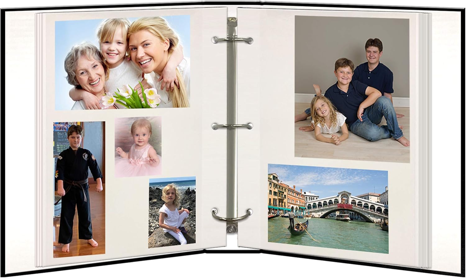 Magnetic Self-Stick 3-Ring Photo Album 100 Pages (50 Sheets), Black