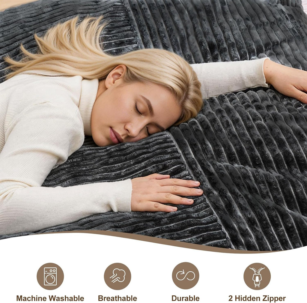 3 in 1 Giant Bean Bag Chair for Adults & Kids, Floor Futon Mattress, Couch & Floor Cushion, Comfy Reading Lounge Sofa, Soft Corduroy Washable Cover for Bedroom, Living Room & Dorm, Black