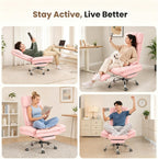 Big & Tall Office Chair, Wide Seat for Cross Legged Sitting & Pets, Teddy Fleece Reclining Chair w/Foot Rest, 400lbs Gaming Vanity Chair, 4 Colors