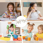 DOREROOM Kids Table and 4 Chairs Set, Height Adjustable (17.7"-26.1") Toddler Table and Chair Set, Multi-Activity Table with Graffiti Desktop, Children’s Table and Chairs for Classroom, Home & Daycare