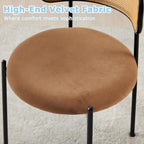 Rattan Dining Chairs Set of 2, Mid Century Modern Dining Chairs with Cane Back and Boucle Upholstered Seat, Farmhouse Kitchen Chairs for Dining Room and Living Room, Brown