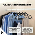 HOUSE DAY Quality Plastic Hangers 100 Pack - Heavy Duty Non-Velvet Hangers with Non Slip Notches & 360° Swivel Hook - Slim Space Saving Clothes Hangers Ideal for Coats Shirts Jackets Dresses (Black)