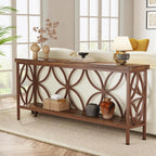 Tribesigns 70.9-Inch Narrow Sofa Table, 2-Tier Industrial Console Table Behind Couch, Long Entry Tables with Storage for Entryway, Living Room, Foyer, Hallway, Glossy Brown