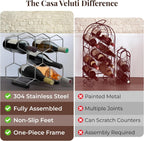 Countertop Wine Rack - 8-Bottle - Stainless Steel & Charcoal Oak - 3 Tier Tabletop Wine Holder Stand for Cabinet, Pantry - Freestanding - No Assembly Required