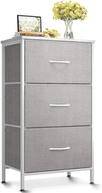 AODK Small Dresser for Bedroom Nightstand with 3 Storage Drawers,Light Grey | Chest of Drawers End Table for Living Room, Closet Dresser with 3 Storage Drawers Organizer Clothes