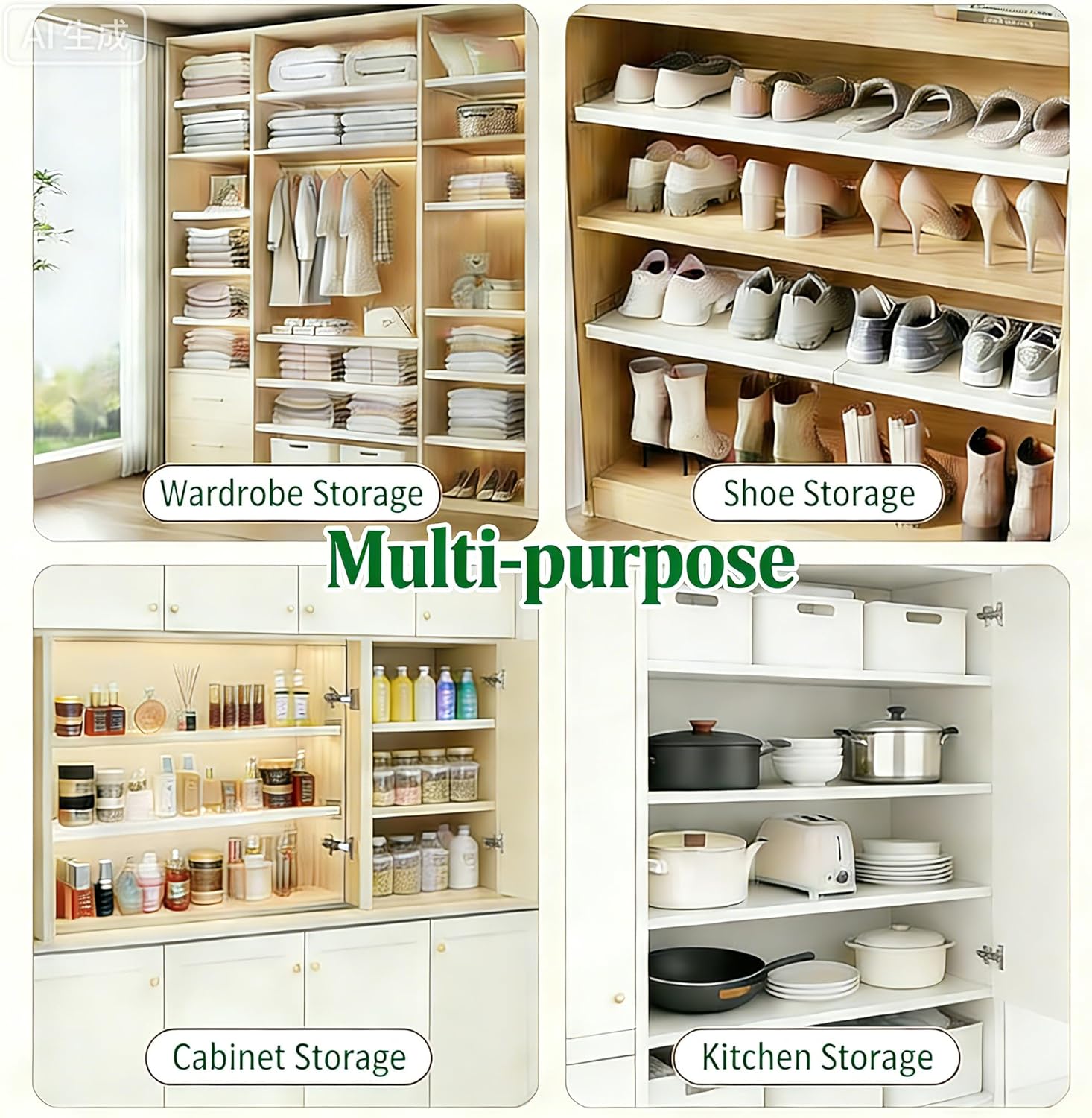 Expandable Closet Shelf Organizer, Adjustable Shelves Organizer, Storage Shelving Rack DIY Divider RV Separator for Cabinet Pantry Wardrobe Cupboard Kitchen, Small 1 Pack