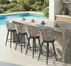 PURPLE LEAF Outdoor Bar Stools Set of 4 30 Inch Patio Swivel Bar Stool Chairs with Ergonomic Back Outdoor Aluminum Barstools for Porch Garden Indoor Kitchen, Grey