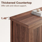 Memobarco Fluted Buffet Cabinet with Storage Accent Sideboard,Modern Credenza with 2 Doors & Adjustable Shelves,Wood Coffee Bar Table Console for Dining Room Kitchen Living Room Entryway, Walnut