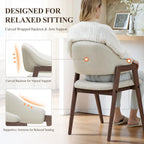 MALOL Wooden Dining Chairs Set of 4, Modern Fabric Upholstered Dining Room Chair, Kitchen Side Chairs, Farmhouse Dinner Chair with Curved Open Back for Kitchen, Beige