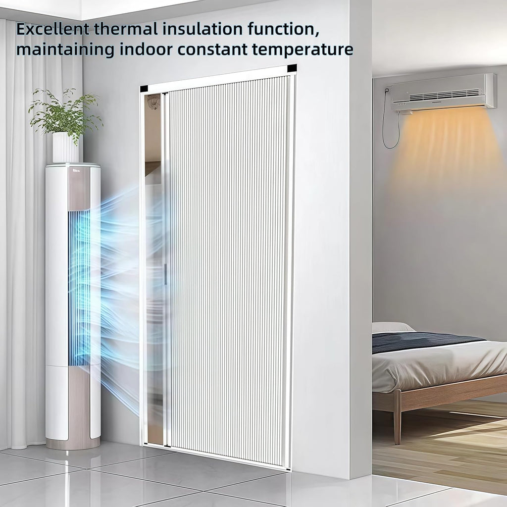 No-Drilling Sliding Folding Door,Interior Accordian Door with Aluminum Frame and Cellular Fabric,Room Divider for Closet RV Patio Shower Door Suitable，Customize Size (Blackout White)
