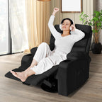 LEVELEVE Rocking Recliner Chair, Massage Rocker Recliner Chair with Vibration Massage and Heat, 360° Swivel Faux Leather Chairs, Living Room, Bedroom, Nursery, RV, Black