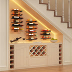 Hoctieon 2-Set 6 Tier Wall Mount Wine Rack, Wall Mounted Wine Bottle Racks for Display and Storage, Hanging Bottle Holder, for Living Room, Dining Room, Bar, Wine Cellar, Rustic Brown
