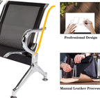 3-Seat Waiting Room Chairs - Waiting Room Bench with Arms Airport Reception Bench Guest Reception Chairs Lobby Bench Waiting Area for Airport Market Bank Hospital School Barbersho, Black