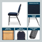 OEF Furnishings OEF9254-SV/2 Commercial-Grade Dome Back Banquet Stack Chair (Blue Fabric, Silver Powder-Coated Frame, 2-Pack)