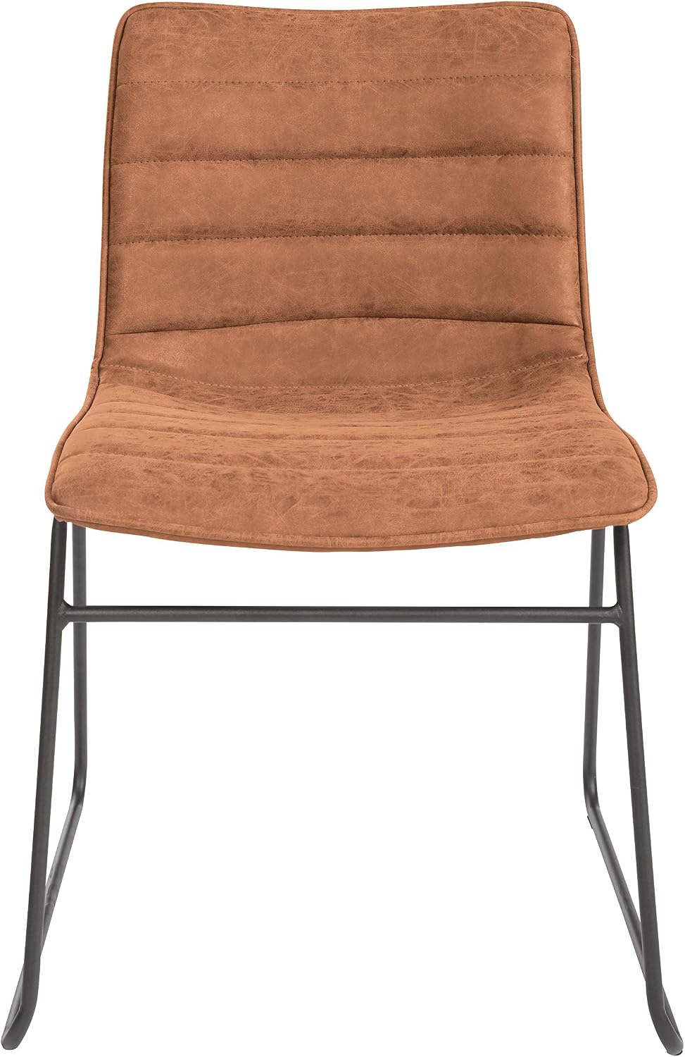 OSP Home Furnishings Halo 2-Pack Faux Leather Stacking Chairs with Sturdy Metal Frame, Sand