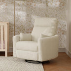 Davinci Atlas Upholstered Recliner and Swivel Glider in Cream Cozy Corduroy | Nursery Glider Chair with High Back, Padded Armrests, and Bolster Pillows | Smooth Recline for Nursing and Feeding