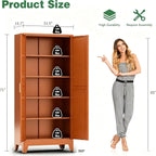 Bevivog Tall Rust Brown Storage Cabinet, 71" Metal Pantry Cabinet with 2 Doors and 4 Adjustable Shelves, Industrial Farmhouse Metal Pantry Cabinet for Kitchen Garage