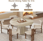 47 Inch Round Dining Table for 4-6, Circle Kitchen Table with Thickened Tabletop, Modern Dining Room Tables with Square Pedestal Base, Dinner Tables for Kitchen Small Space, Oak (Table Only)