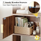 DurayLoly 75" Tall Corner Bookshelf, 7 Tiers Wood Bookcase with 2 Enclosed Storage Cabinet, Adjustable Corner Cabinet for Living Room, Home Office, Bedroom, Kitchen, Brown