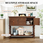 ARTPOWER Console Table for Entryway, Retro Wooden Table with Storage, 2 Doors & Drawers and Open Shelf, Behind Couch Sofa Table for Living Room, Foyer, Hallway, Brown