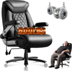 600LBS Large Big and Tall Office Chair, Heavy Duty Wide Ergonomic Gaming Office Chair with 5D Flip Arms, Comfy PU Leather Executive Office Desk Chair, Extra Wide Padded Seat, Adjustable Lumbar