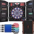 WIN.MAX Electronic Dart Board Cabinet Set for Adults, Black | LED Scoring, 38 Games & 211 Variants, Up to 16 Players, 12 Darts+40 Tips, Wall Mount for Home Bar Game Room Man Cave