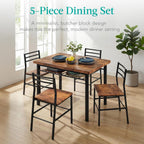 Best Choice Products 5-Piece Modern Dining Set W/Steel Frame, Space Saving Rectangular Kitchen Table W/ 4 Matching Chairs & Storage Rack for Apartments, Kitchens & Dining Rooms - Medium Brown/Black