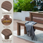 59" Outdoor Backless Bench, 3-Person Poly Lumber Patio Bench, Anti-Rot Anti-Fade Weatherproof HIPS Bench, Low Maintenance, for Garden, Porch, Park & Backyard, Indoor & Outdoor Use，Brown