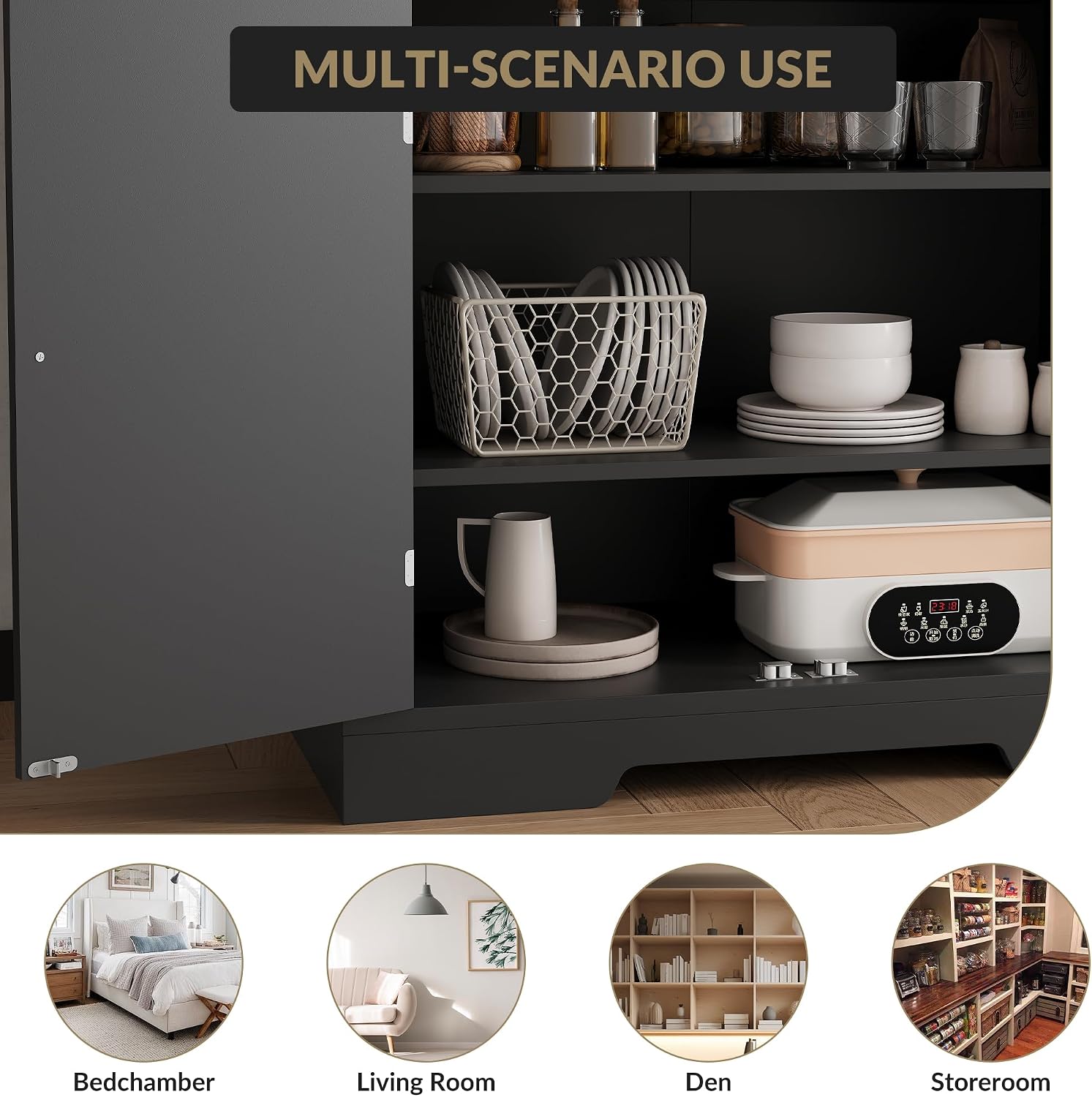 TrailBlaze 72'' Tall Kitchen Pantry Cabinet with Doors & Drawers, Freestanding Narrow Pantry Storage with Adjustable Shelves, Storage Cabinet for Dining Room Living Room Kitchen