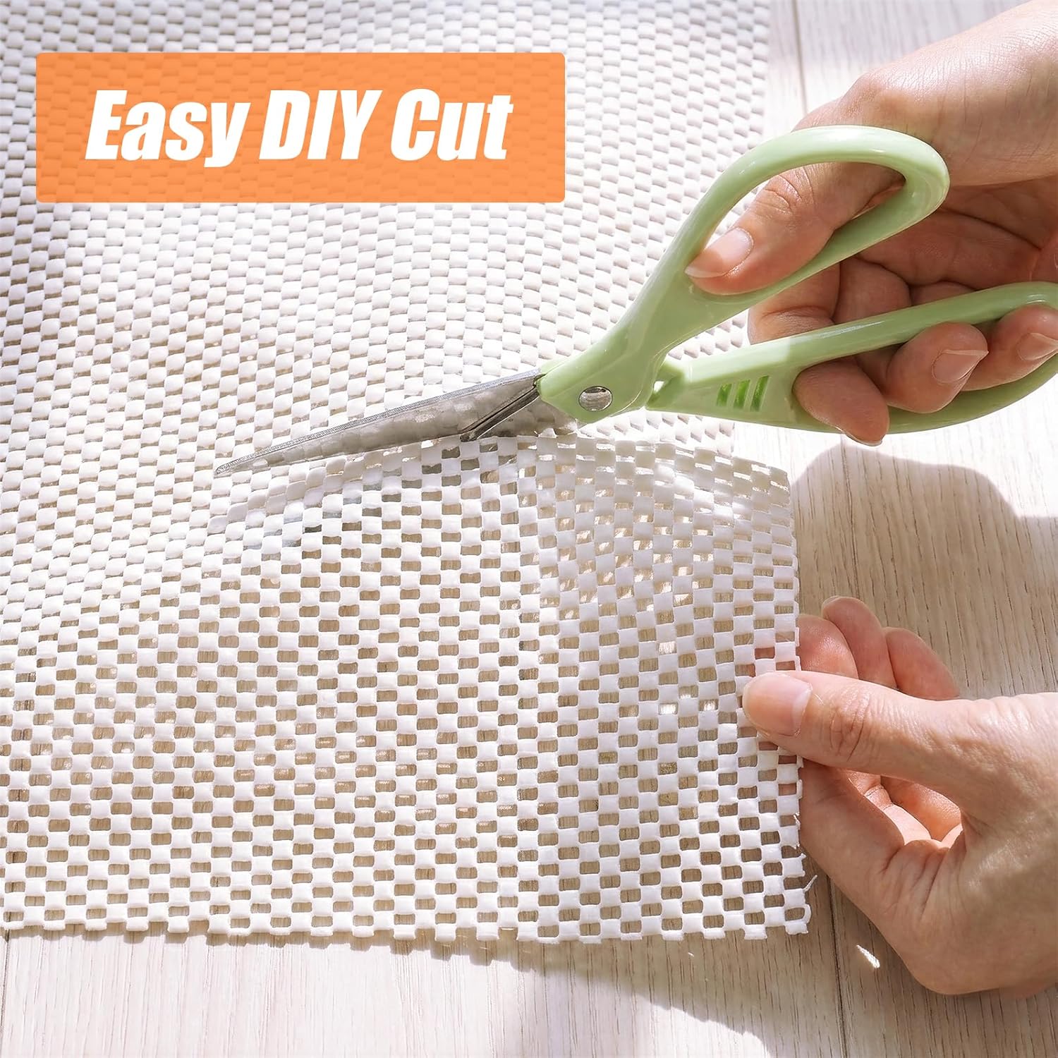 Non-Slip Rug Pad 9x12 Ft – 9 x 12 Ventilated PVC Mesh Underlay for Hardwood & Tile Floors, Easy-Cut Anti-Skid Carpet Gripper for Living Room Area Rugs