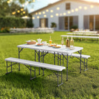 Bonnlo 6 FT Plastic Folding Bench with Handle, Sturdy Metal Frame, Perfect for Indoor/Outdoor Party, Picnic, Camping, Restaurant, Dinning Room, Cafe, Wedding and Commercial Events,1P