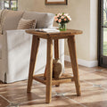 Square Side Table with 2-Tier Storage Shelf & Solid Wood Material, 19.68" Wood End Table for Living Room, Sofa Side, Small Spaces – Easy Assembly, Space-Saving Design