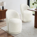 360° Swivel Barrel Accent Chair, Chenille Upholstered Kitchen Dining Room Chair, Makeup Vanity Side Chair for Bedroom Living Room - Beige