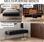 DUHOME Button-Tufted Ottoman Bench, Upholstered Bedroom Benches Velvet Footrest Stool Accent Bench for Entryway Dining Room Living Room Bedroom End of Bed, Black