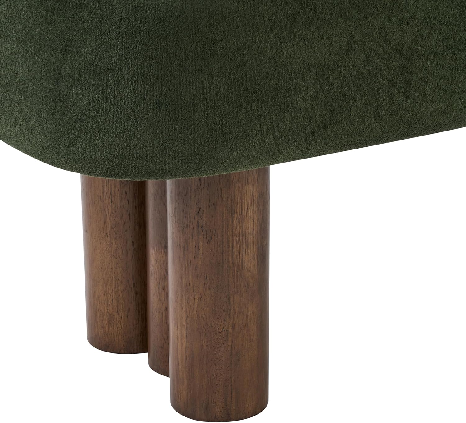 Christopher Knight Home Damas 60.04" Fabric Upholstered Dining Bench, Wooden Entryway Bench, Long Sofa Footstool for Living Room, Bedroom End of Bed Bench, Olive Green+Walnut
