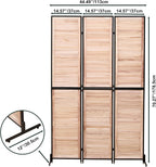 3 Panel Room Divider, 6Ft Wood Folding Privacy Screen, Free Standing Room Separator for Home Office Bedroom, Wall Partition Dividers with Metal Frame