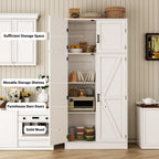 Unikito 71” Tall Storage Cabinet, Large Farmhouse Kitchen Pantry Storage Cabinet with Adjustable Shelves and Barn Doors, Versatile Storage Cupboard for Dinning Room, Bathroom, Living Room, White