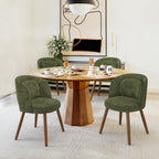 LUE BONA Dining Chairs Set of 4, Modern Upholstered Kitchen Chairs with Solid Wood Legs, Curved Backrest & Lumbar Support for Home Dining Room, Restaurant, Green