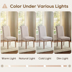 Upholstered Dining Chair Modern Stylish Parsons Kitchen Diner High Back with Silver Nailhead Trim & Wood Legs, Set of 2