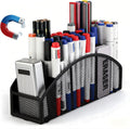 Magnetic Dry Erase Marker Holder for Whiteboard, 5 Slots Metal Pen Holder with Strong Magnets, 10inch Large Capacity Storage Basket Organizer for Office, School and Home (Black)