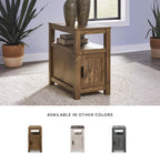 Signature Design by Ashley Fendenmore Farmhouse Chairside End Table with Storage and USB Ports, Dark Brown
