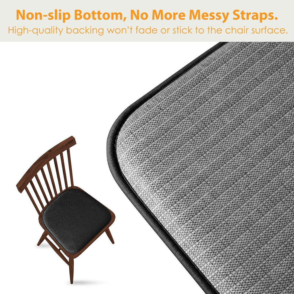 SWEMSTAR Chair Cushions - 15"*17" Kitchen Dining Chair Pads Foam Seat Cushion for Chairs Barstool Cushions Non Slip Seat Pad - Black