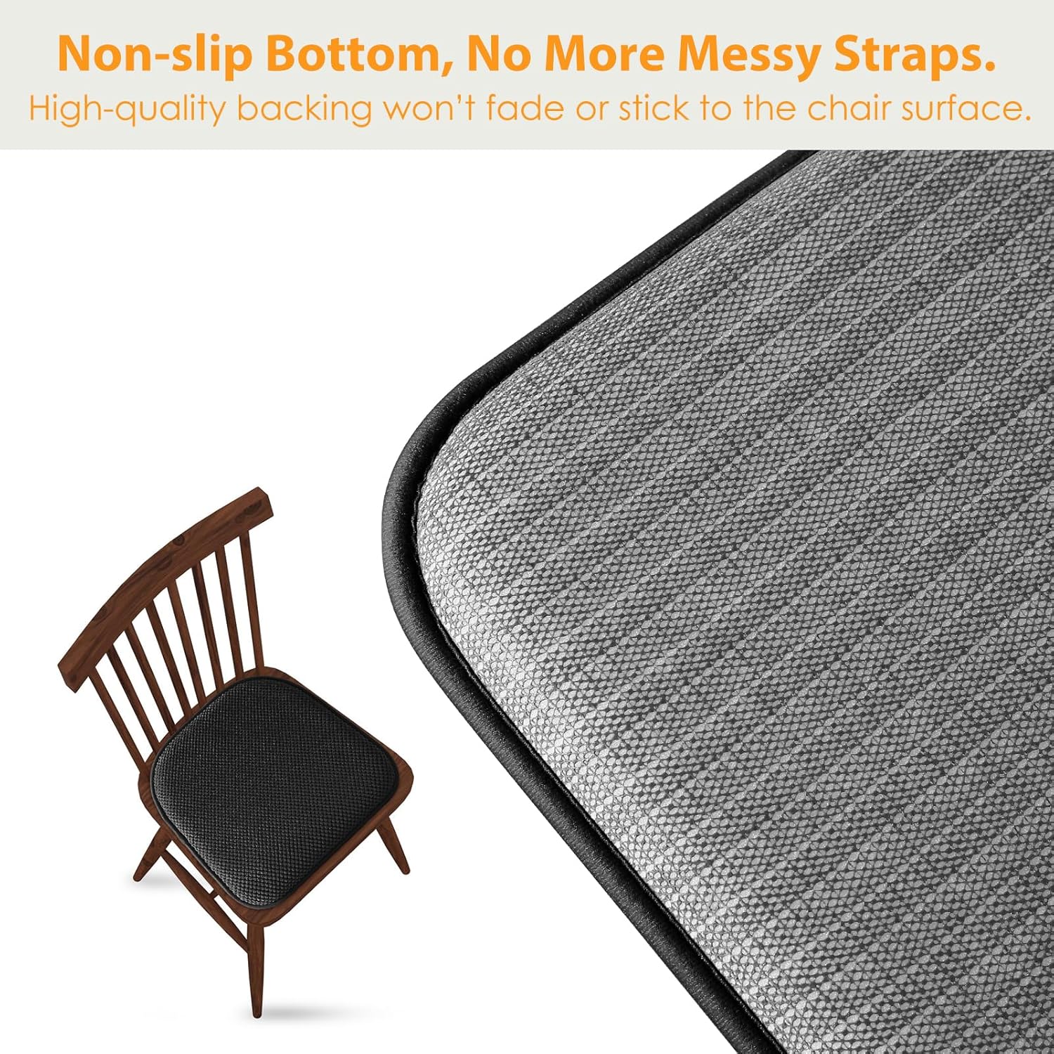 SWEMSTAR Chair Cushions - 15"*17" Kitchen Dining Chair Pads Foam Seat Cushion for Chairs Barstool Cushions Non Slip Seat Pad - Black