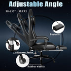 Ergonomic Gaming Chair, Video Game Chair with Pocket Spring Cushion and Footrest, Height Adjustable Computer Chair with Swivel Seat and Headrest (Blue)