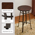 Glitzhome Round Bar Table, 41.25" H Wood Bistro Pub Table with Metal X-Leg Footrest, Rustic Kitchen Island Table for Dining Coffee Cocktail Living Room Small Space