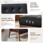 JIASTING Mid Century 1 Loveseat Sofa and 2 Accent Chairs Set Modern Wood Arm Couch and Chair Living Room Furniture Sets (8428 Black Set)