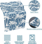 Blue Palm Tree Bed Runners for Twin Size Bed, Summer Tropical Coastal Nautical Beach Silver Tree Leaf Bedding Scarf for Home Hotel Decorations, 71''x20''